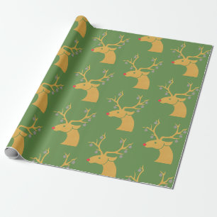 Papier Cadeau Roudolph Reindeer métal or Noël de Noël