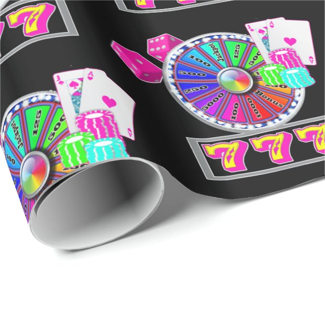 Papier Cadeau Roue de casino de Las Vegas, nerf de boeuf, (Coin rond)