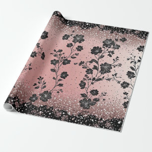 Papier Cadeau Rouge à joues Rose Paillettes Thème Parisien Métal
