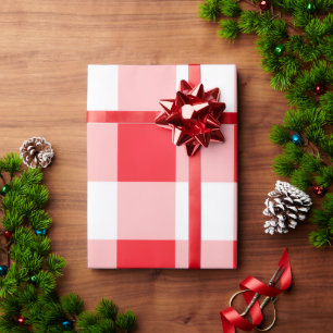 Papier Cadeau Rouge blanc à carreaux de Noël 