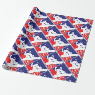 Papier Cadeau Rouge-blanc-bleu-neige-boa