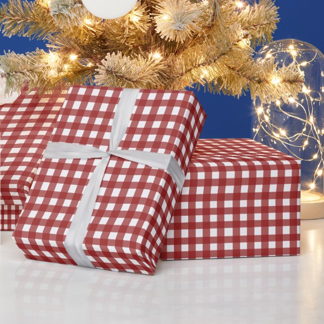 Papier Cadeau Rouge blanc En vichy chèque effectué (Vacances)