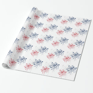 Papier Cadeau Rouge Blanc et Bleu Feu d'artifice 4 juillet Envel