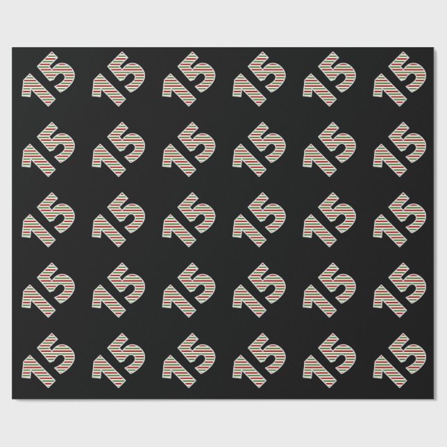 Papier Cadeau Rouge, Blanc, Vert "15" 15e événement le jour de N (Plat)