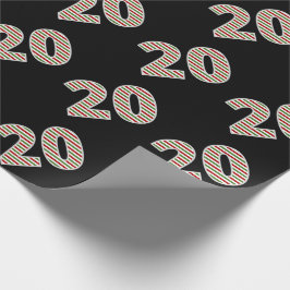 Papier Cadeau Rouge, Blanc, Vert "20" 20e événement le jour de N