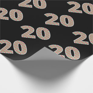 Papier Cadeau Rouge, Blanc, Vert "20" 20e événement le jour de N