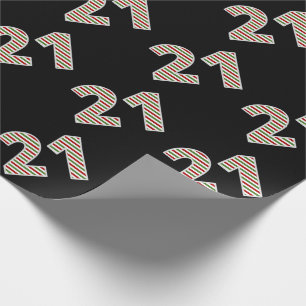 Papier Cadeau Rouge, Blanc, Vert "21" 21ème événement le jour de