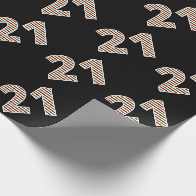 Papier Cadeau Rouge, Blanc, Vert "21" 21ème événement le jour de (Coin)
