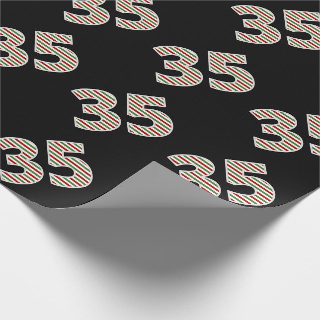 Papier Cadeau Rouge, Blanc, Vert "35" 35e événement le jour de N (Coin)