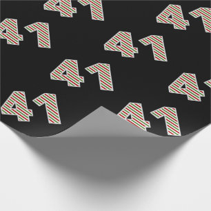 Papier Cadeau Rouge, Blanc, Vert "41" 41ème événement le jour de