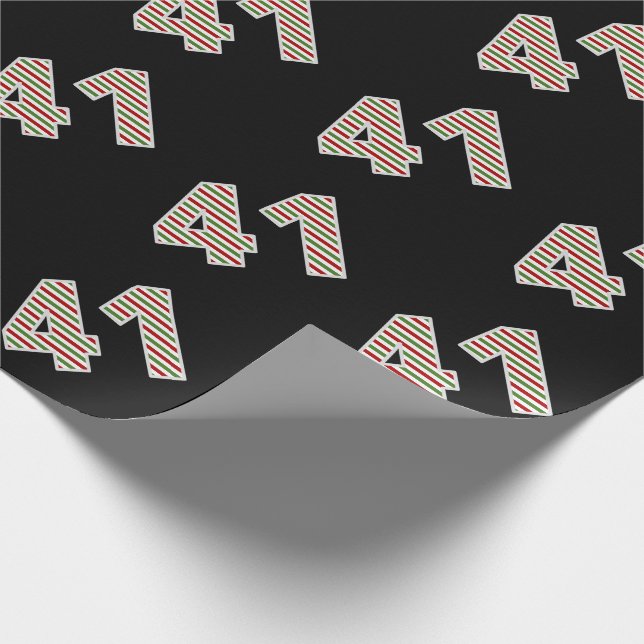 Papier Cadeau Rouge, Blanc, Vert "41" 41ème événement le jour de (Coin)