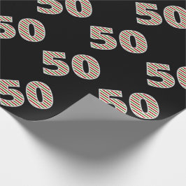 Papier Cadeau Rouge, blanc, vert "50" 50e événement le jour de N