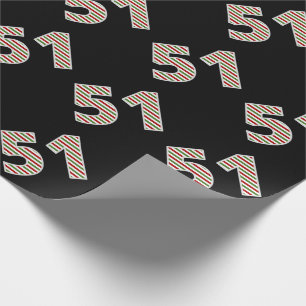 Papier Cadeau Rouge, Blanc, Vert "51" 51ème événement le jour de