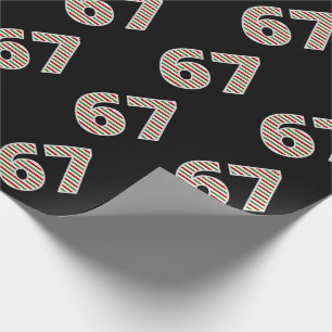 Papier Cadeau Rouge, Blanc, Vert "67" 67e événement le jour de N