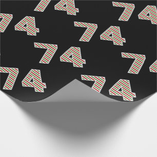 Papier Cadeau Rouge, Blanc, Vert "74" 74e événement le jour de N