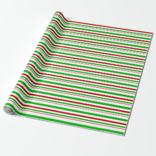 Papier Cadeau Rouge, Blanc, Vert Noël Inspiré Des Bandes