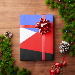 Papier Cadeau Rouge & Bleu moderne & noir & blanc bloc de couleu