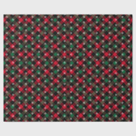 Papier Cadeau Rouge classique et vert Plaid traditionnel Noël