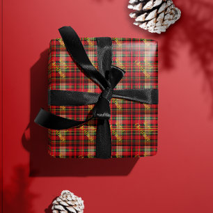 Papier Cadeau Rouge classique & Tartan vert Plaid Joyeux Noël