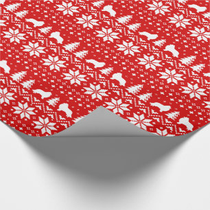 Papier Cadeau Rouge de motif de chandail de Noël de silhouettes