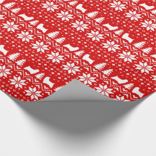 Papier Cadeau Rouge de motif de chandail de Noël de terriers