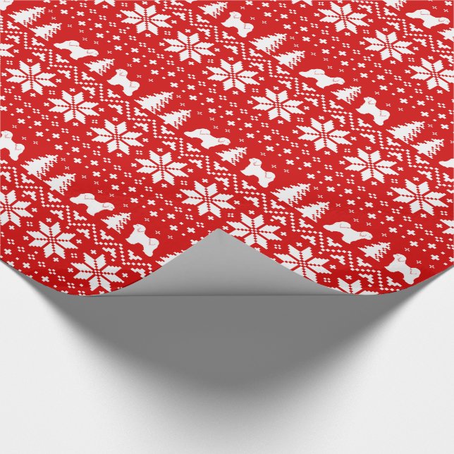 Papier Cadeau Rouge de motif de chandail de Noël de terriers (Coin)
