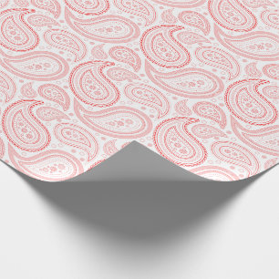Papier Cadeau Rouge de Paisley sur le papier d'emballage blanc