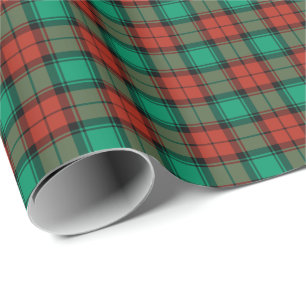 Papier Cadeau Rouge de plaid traditionnel de Noël et vert