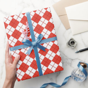 Papier Cadeau Rouge et blanc à carreaux