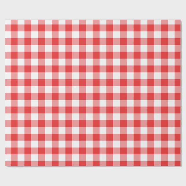 Papier Cadeau Rouge et blanc Checkered (Plat)