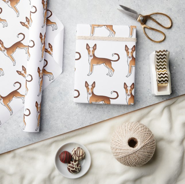 Papier Cadeau Rouge et blanc Ibizan Hound Smooth Coat Chien Moti (Artisanat)