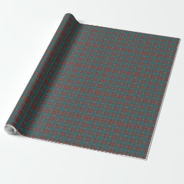 Papier Cadeau Rouge Et Blanc Minimal Plaid Sur Vert Foncé
