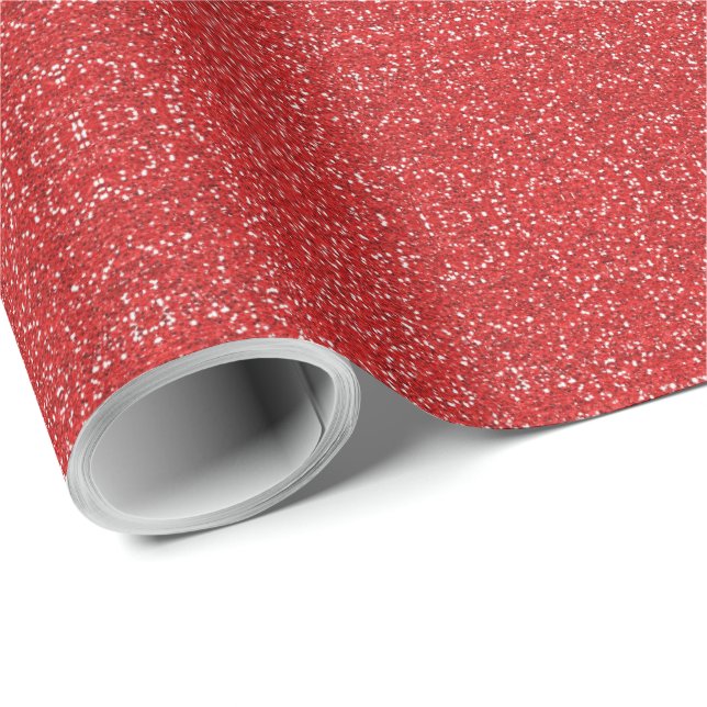 Papier Cadeau Rouge Faux Paillettes (Coin rond)