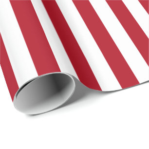 Papier Cadeau Rouge foncé et rayure blanche