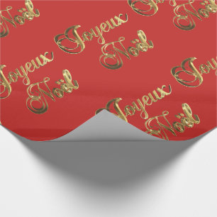 Papier Cadeau Rouge français et or de Noël de Joyeux Noel