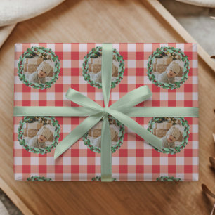 Papier Cadeau Rouge Gingham Sans Temps Maison de Campagne Photo