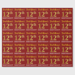 Papier Cadeau Rouge, Imitation or Look "12ème anniversaire"