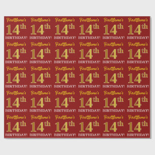 Papier Cadeau Rouge, Imitation or Look "14e anniversaire"