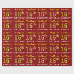 Papier Cadeau Rouge, Imitation or Look "16ème anniversaire"