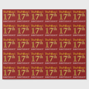 Papier Cadeau Rouge, Imitation or Look "17ème anniversaire"