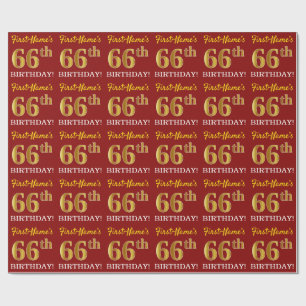 Papier Cadeau Rouge, Imitation or Look "66e anniversaire"