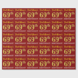 Papier Cadeau Rouge, Imitation or Look "69e anniversaire"