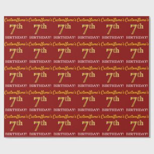 Papier Cadeau Rouge, Imitation or Look "7e anniversaire"