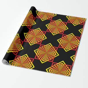 Papier Cadeau rouge jaune sur les diamants noirs