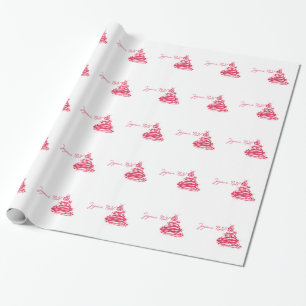 Papier Cadeau Rouge Joyeux Noël avec sapin de Noël
