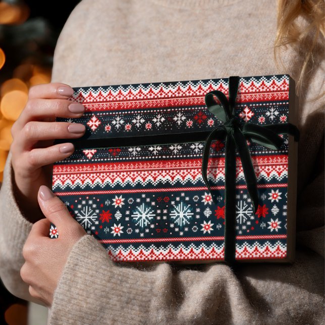 Papier Cadeau Rouge laide de Noël Sweat Fair Isle envelopper cad (Créateur téléchargé)