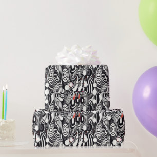 Papier Cadeau Rouge noir blanc Géométrie Abstraite