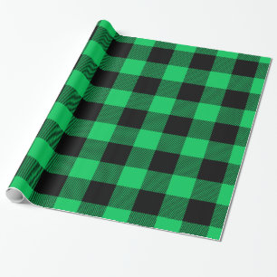 Papier Cadeau Rouge noir vert gros bison plaid bûcheron Tartan