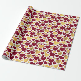 PAPIER CADEAU ROUGE OR BLANC VALENTINES JOUR COEURS
