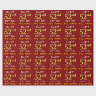 Papier Cadeau Rouge, or "JOYEUX cinquante-deuxième ANNIVERSAIRE